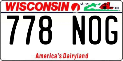 WI license plate 778NOG