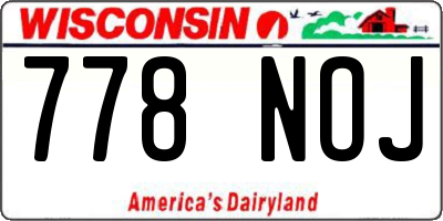 WI license plate 778NOJ