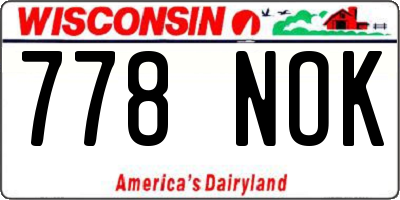 WI license plate 778NOK