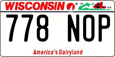 WI license plate 778NOP