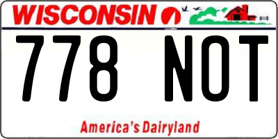WI license plate 778NOT