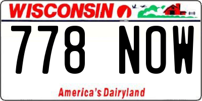 WI license plate 778NOW