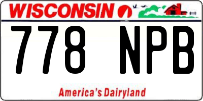 WI license plate 778NPB