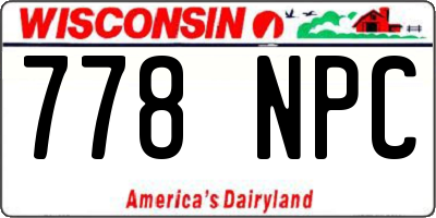 WI license plate 778NPC