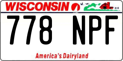 WI license plate 778NPF