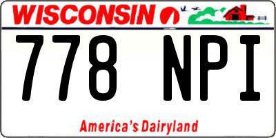 WI license plate 778NPI