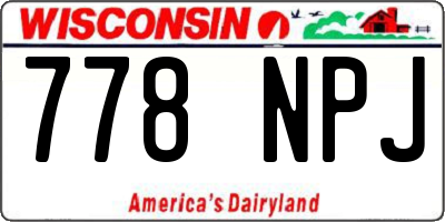 WI license plate 778NPJ