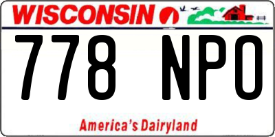 WI license plate 778NPO