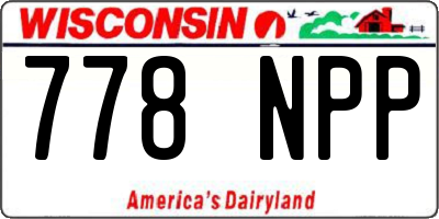 WI license plate 778NPP