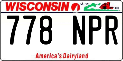 WI license plate 778NPR