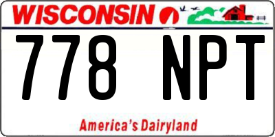 WI license plate 778NPT