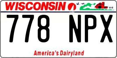 WI license plate 778NPX
