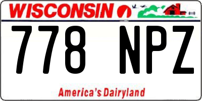 WI license plate 778NPZ