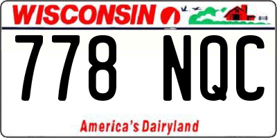 WI license plate 778NQC