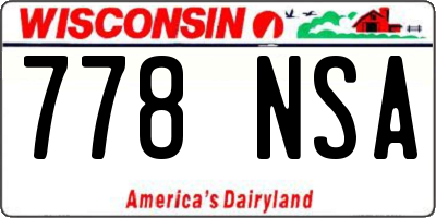 WI license plate 778NSA