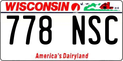 WI license plate 778NSC