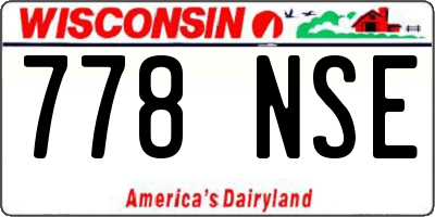 WI license plate 778NSE