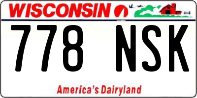 WI license plate 778NSK