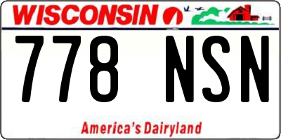WI license plate 778NSN