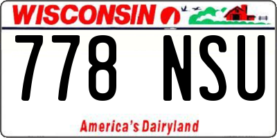 WI license plate 778NSU