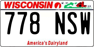 WI license plate 778NSW