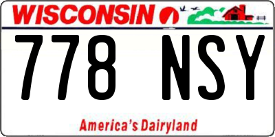 WI license plate 778NSY