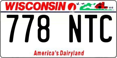 WI license plate 778NTC