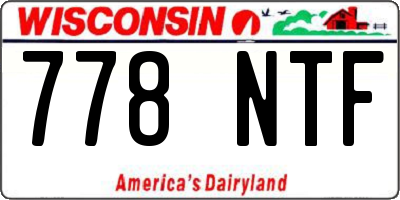 WI license plate 778NTF