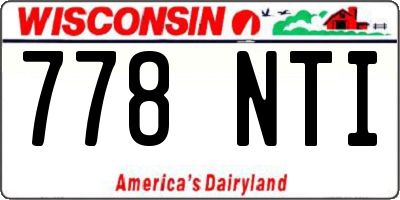 WI license plate 778NTI