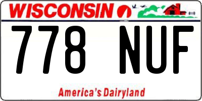 WI license plate 778NUF