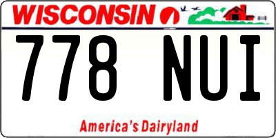 WI license plate 778NUI
