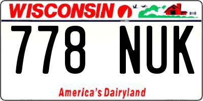 WI license plate 778NUK