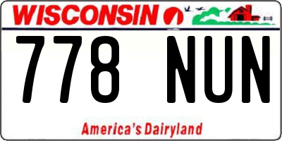 WI license plate 778NUN
