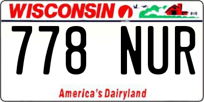 WI license plate 778NUR