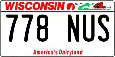 WI license plate 778NUS
