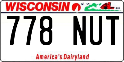 WI license plate 778NUT