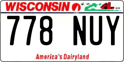 WI license plate 778NUY