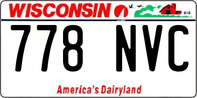 WI license plate 778NVC