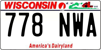 WI license plate 778NWA