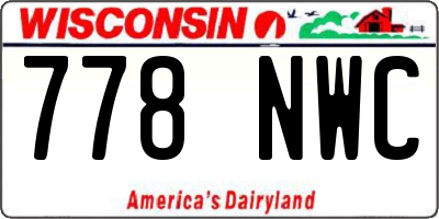 WI license plate 778NWC