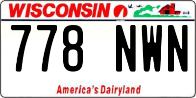 WI license plate 778NWN