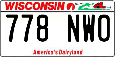 WI license plate 778NWO
