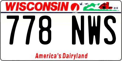 WI license plate 778NWS