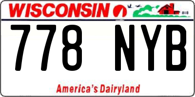 WI license plate 778NYB
