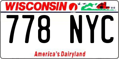WI license plate 778NYC