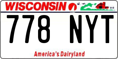 WI license plate 778NYT