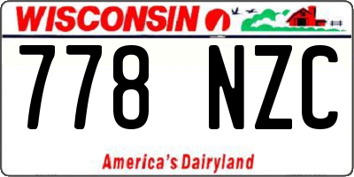 WI license plate 778NZC