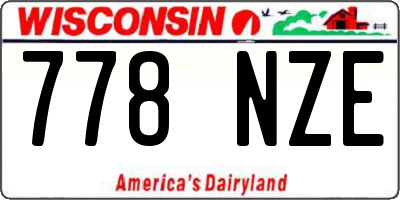 WI license plate 778NZE