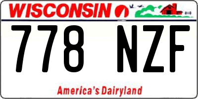 WI license plate 778NZF