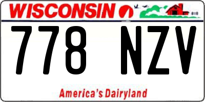 WI license plate 778NZV